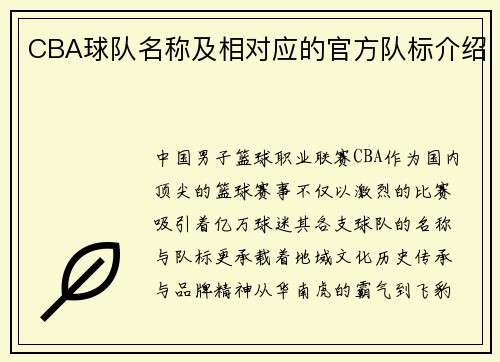 CBA球队名称及相对应的官方队标介绍